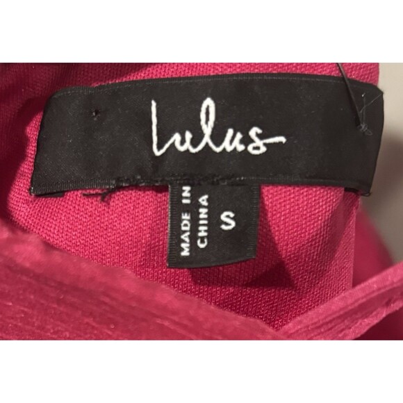 NWT Lulus Angelic Approach Hot Pink Chiffon Ruffled Tie-Strap Mini Dress Small - Picture 8 of 8